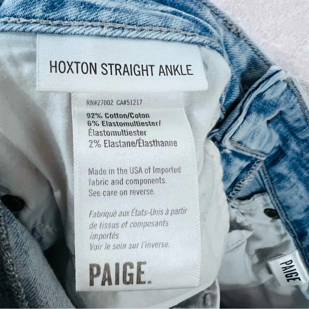 PAIGE Hoxton Straight Ankle Leg Raw Hem Distressed Jeans Pasadena Wash Size 27 - Image 10