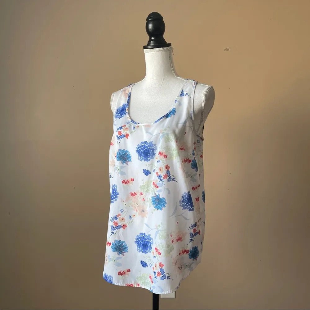 FADED GLORY | White Floral Tank Top Sz M - Image 4