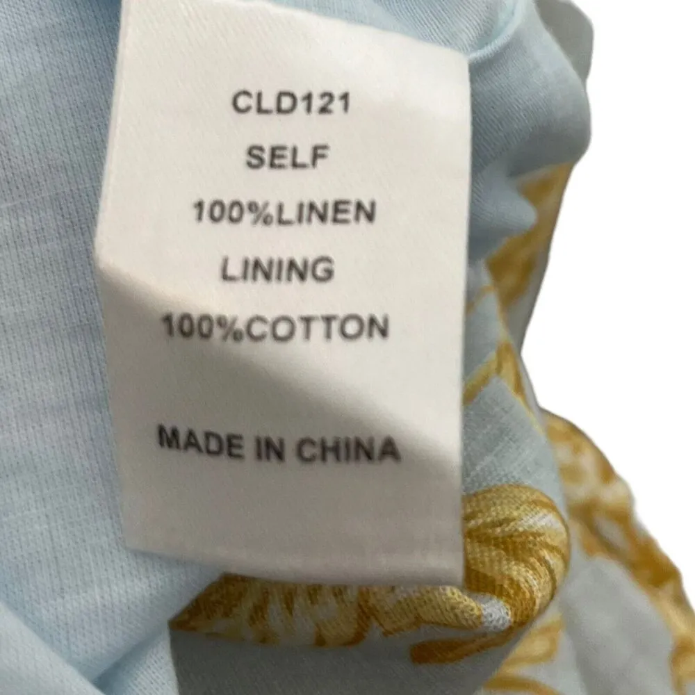 Christy Lynn Fernanda Midi Dress Linen Cross Back A Line Womens Size Medium M Blue - Image 9