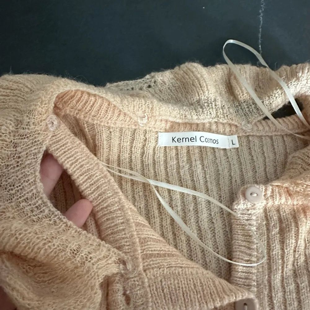 Peach Removable Collar Cardigan Knit Top - Image 3