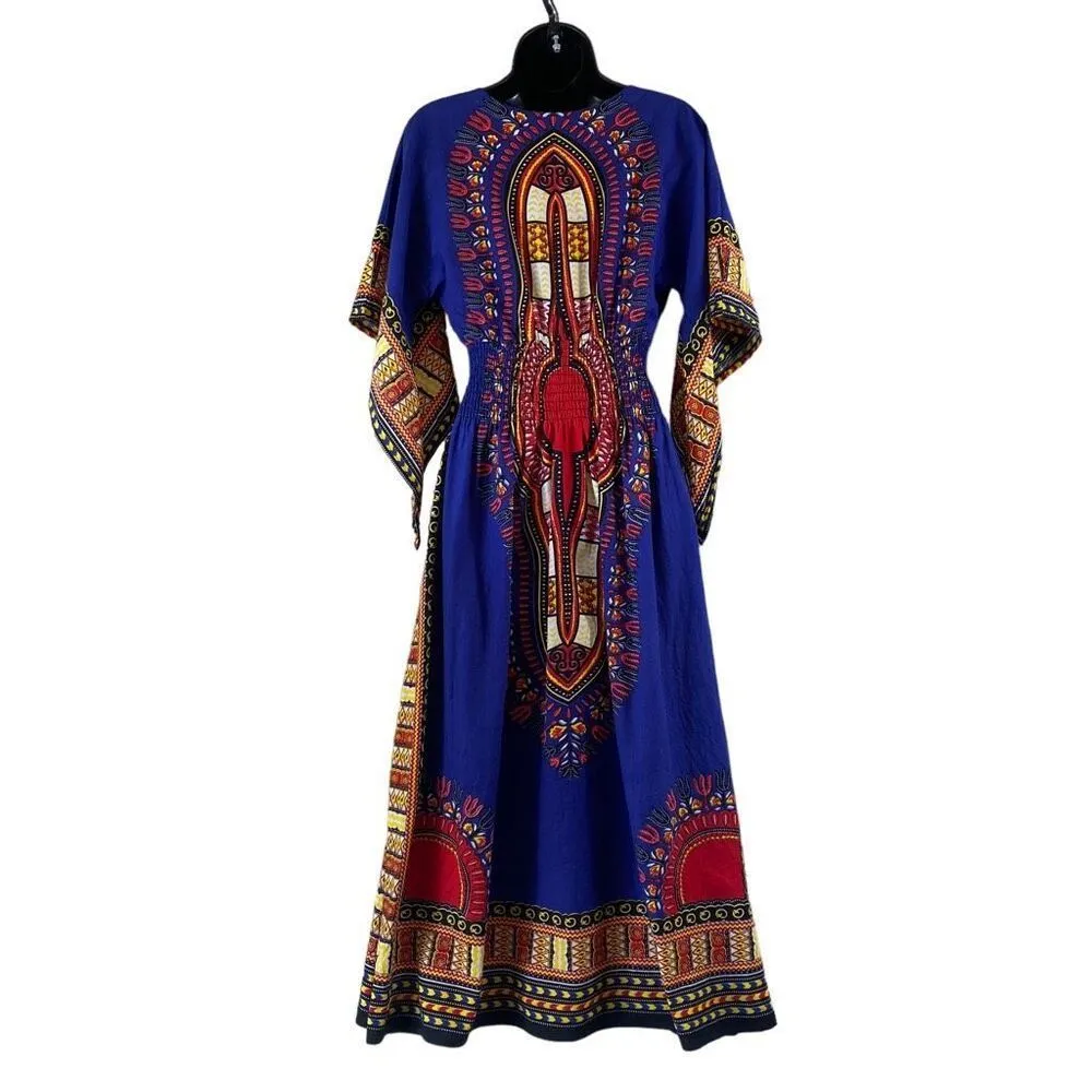 Dashiki Bell Sleeved Dress Size S Blue - Image 4
