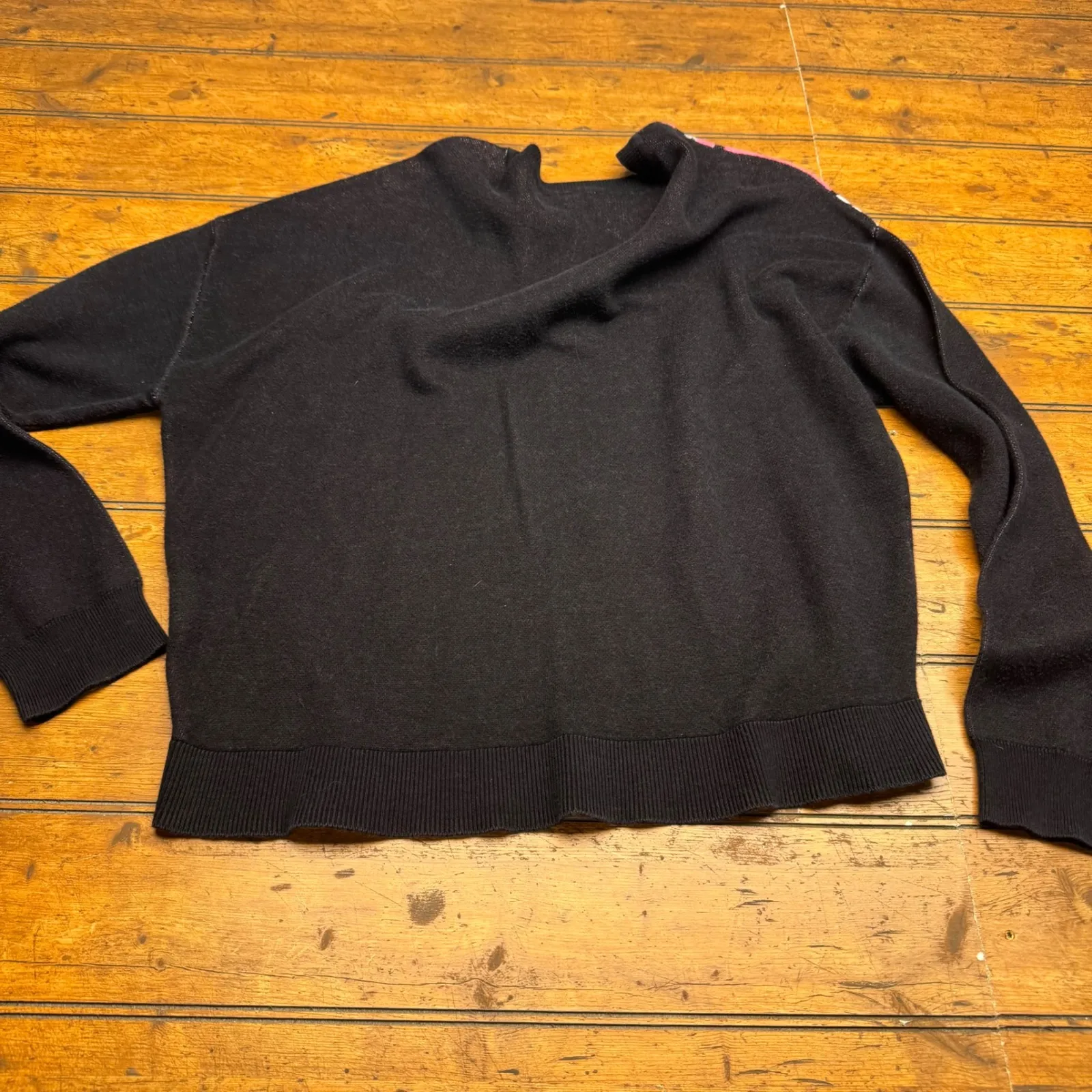 Bar III Women Black Pink Leopard Zebra Print Chevron Knit‎ Sweater Size L - Image 5