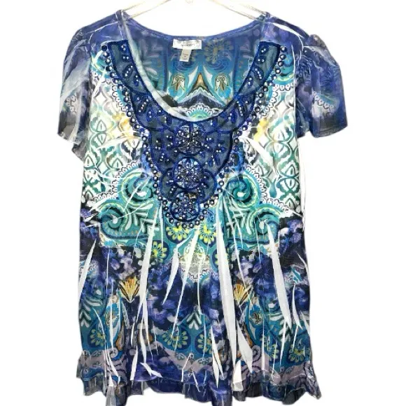 Dressbarn Classic pleated hem pretty blue color top. New - Image 3