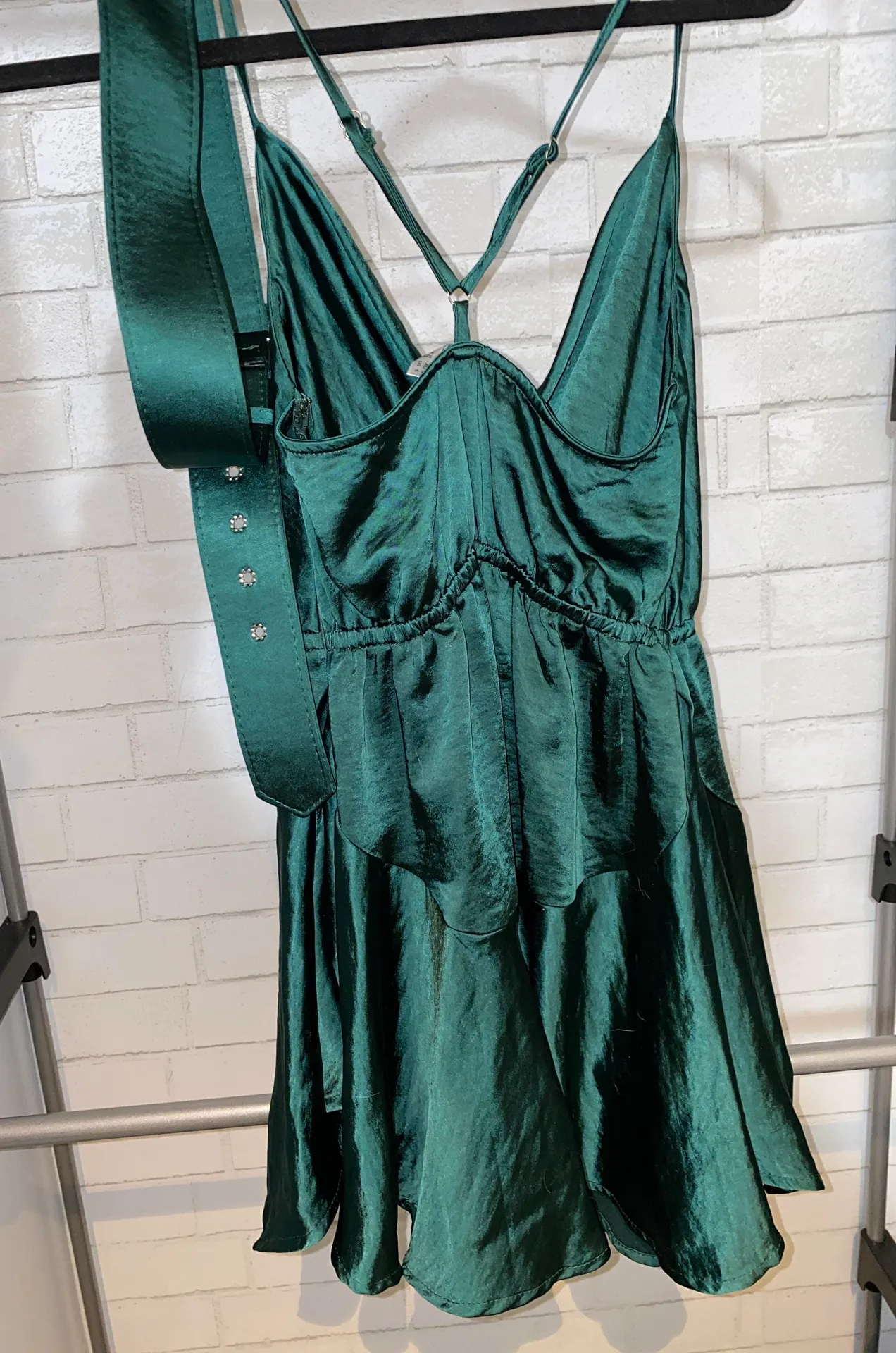 green silk dress - Image 2