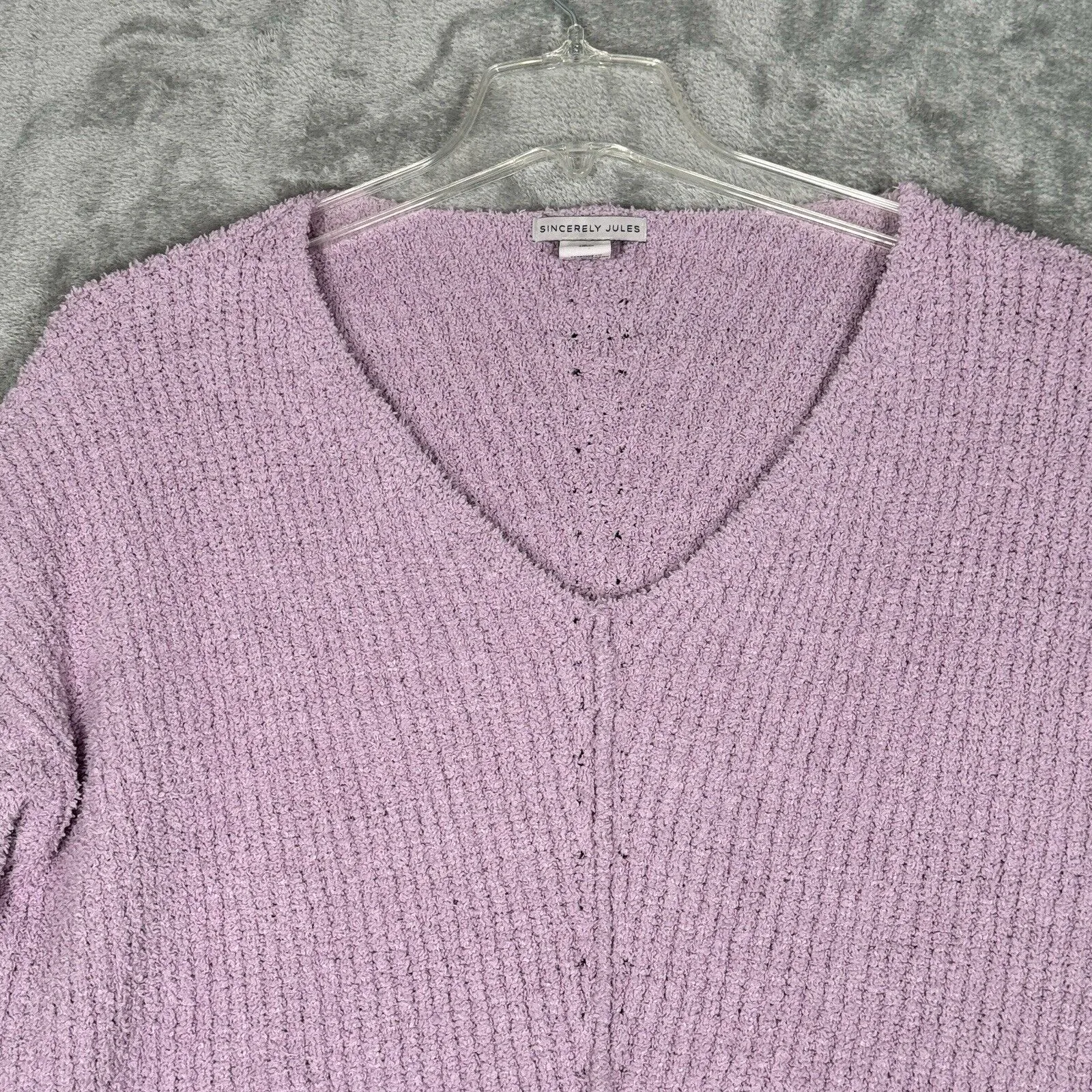 Sincerely Jules Sweater Womens Large Purple Nubby‎ Knit Warm Cozy Barbie Preppy Size M - Image 4