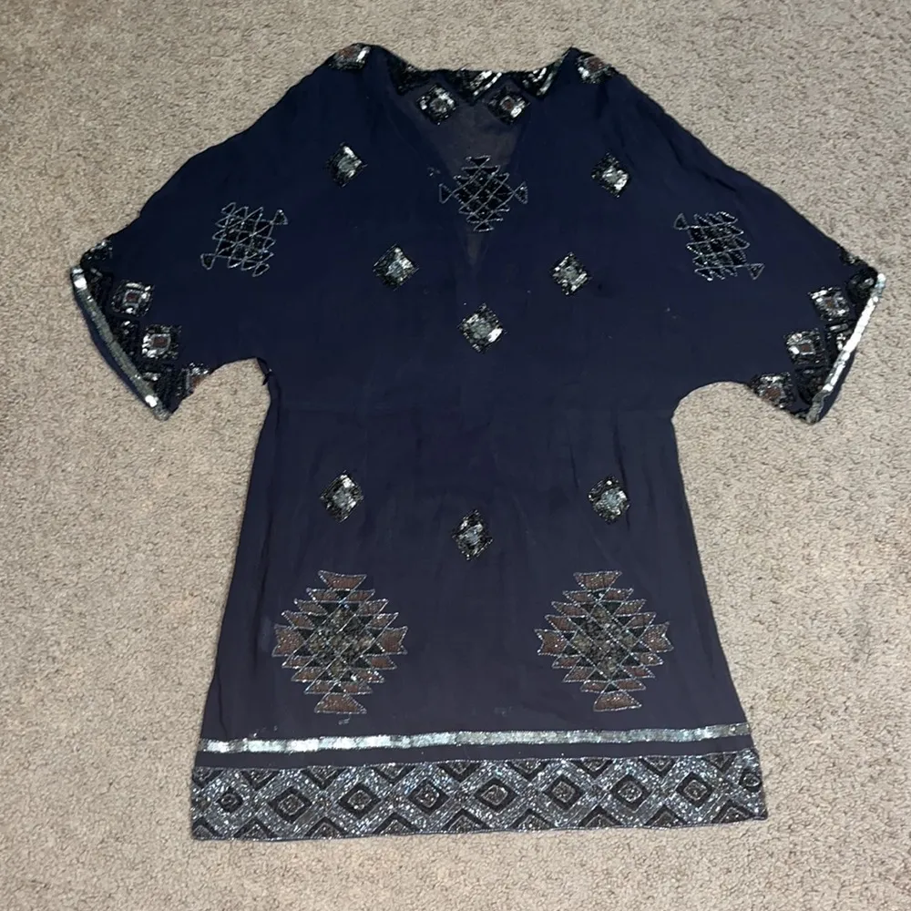 AllSaints Spitalfields Paloma Chariot Beaded Sequin Silk Tunic Dress 6 - Image 12
