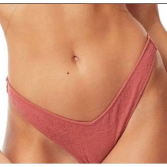 NEW Tori‎ Praver Dusty Rose Spencer Bikini bottom embroider detail, size L - Image 4