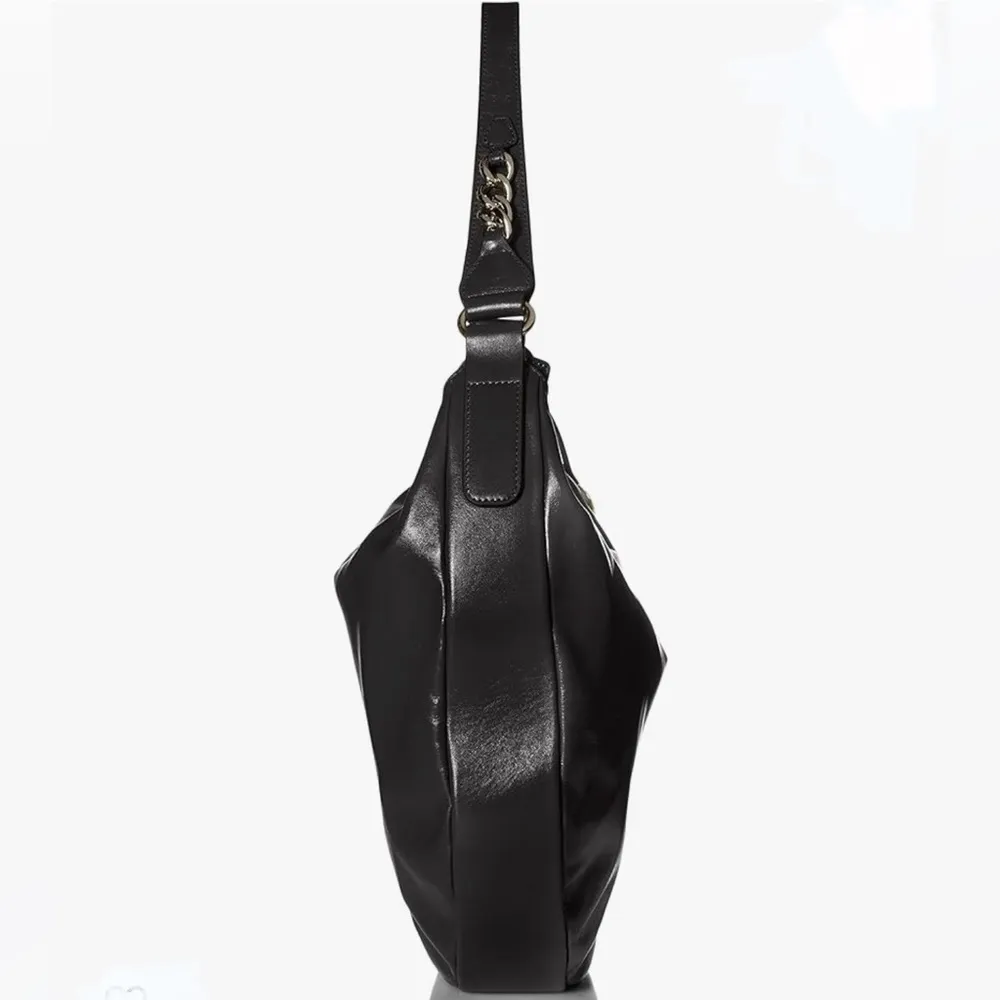 Lodi Leather Shoulder Bag, Rodeo Chain, Meredith Hobo Black - Image 7