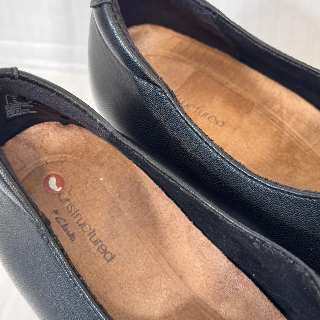 Clarks Black Leather Mary Jane Heels Womens 7.5 Preppy School Girl Shoes Classic - Image 8