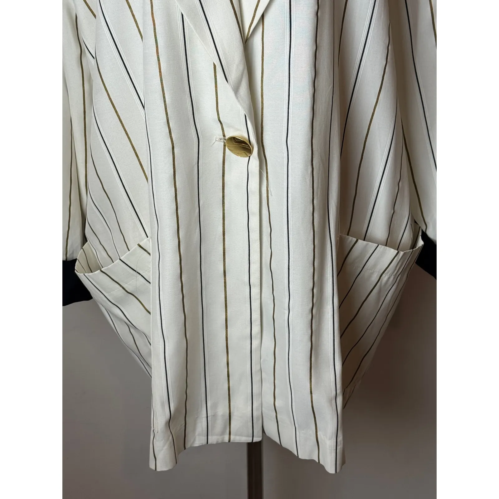 Alexis Blazer‎ Women XL White Black Striped Single Breasted Oversized Preppy - Image 7