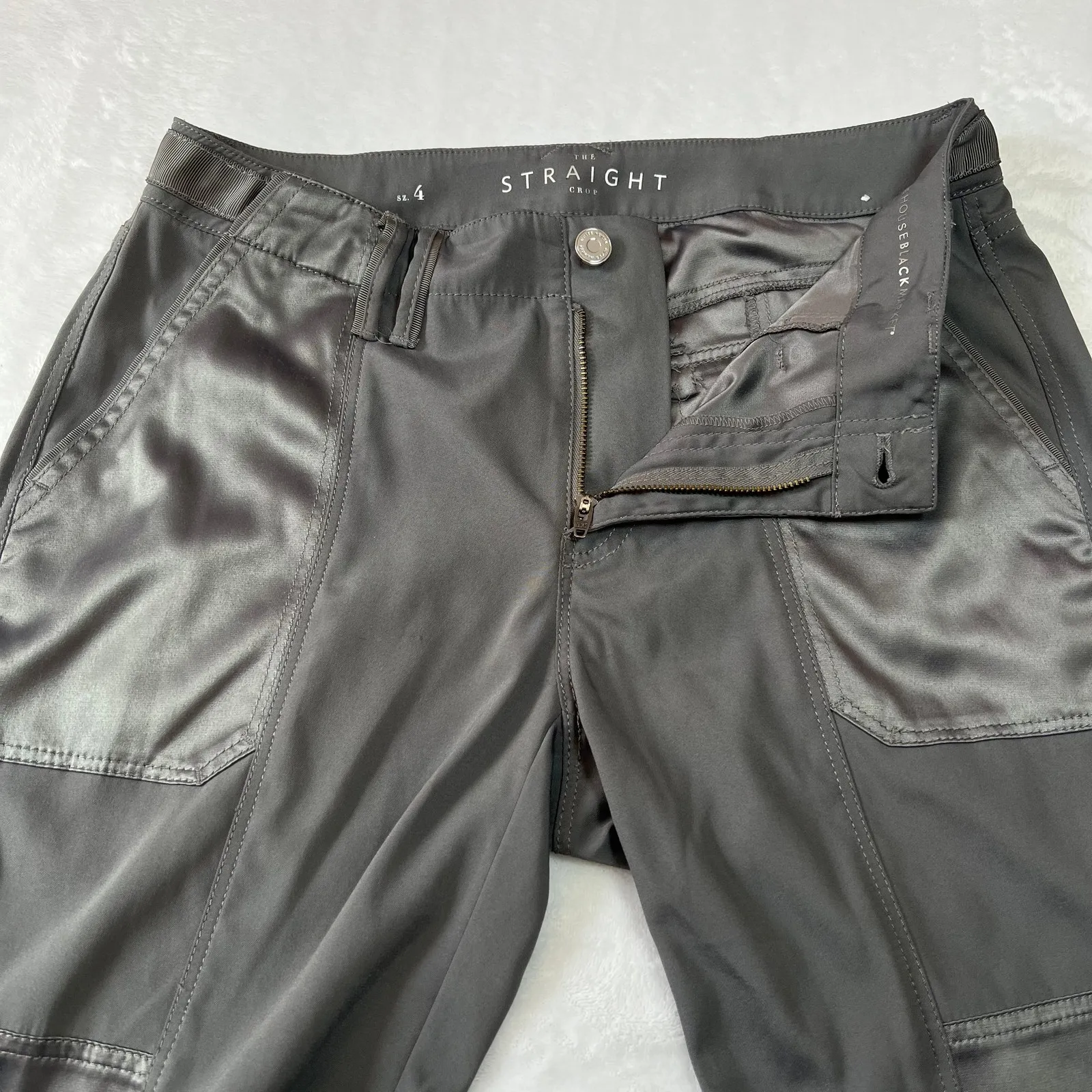 White House Black Market The Straight Crop Pants Size 4 Convertible Satin Party - Image 11