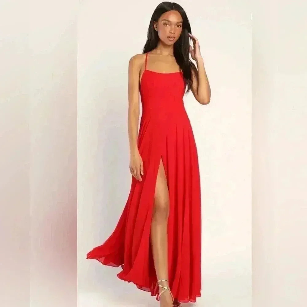 Dreamy Romance red  Backless Maxi Dress - Image 6