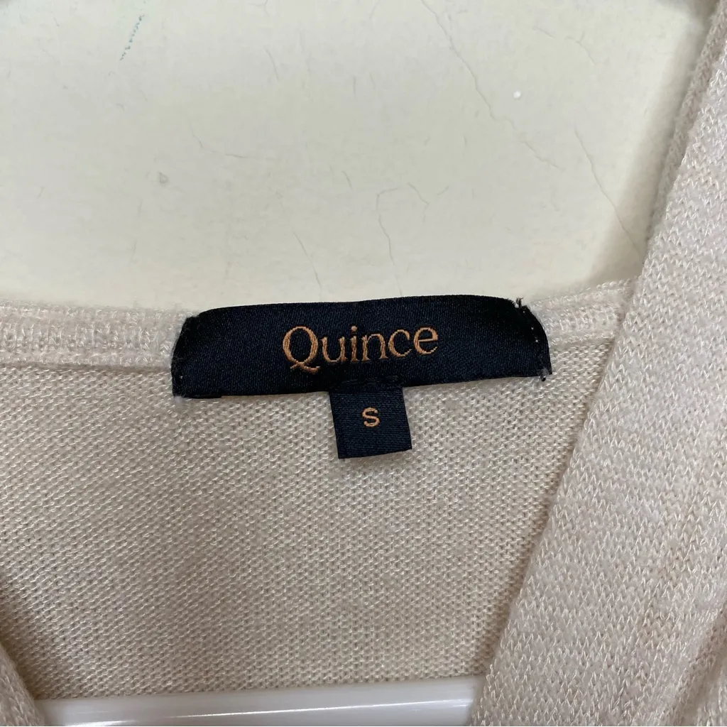 QUINCE Brushed Viscose Cropped Lounge Hoodie Heather Oatmeal Beige Sz Small - Image 4