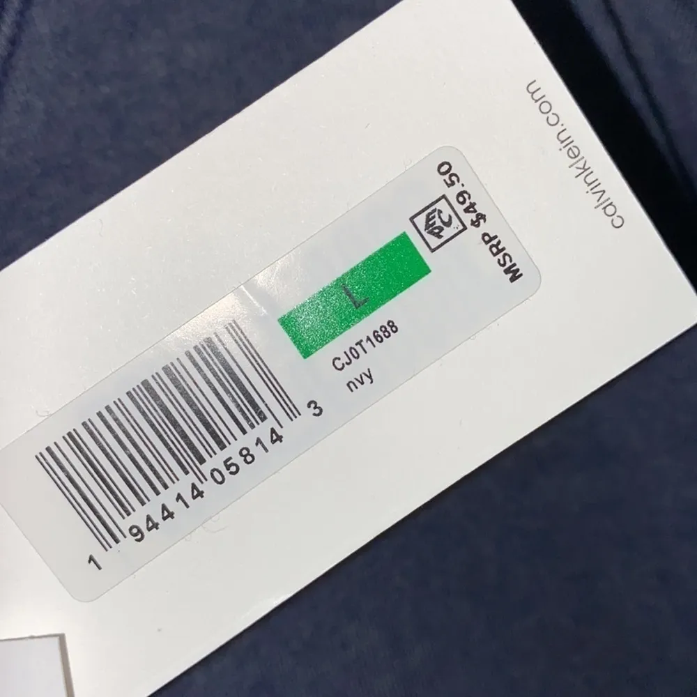 Calvin Klein sweatshirt shirt sleeve Rae hem burn out‎ navy blue large NEW - Image 4