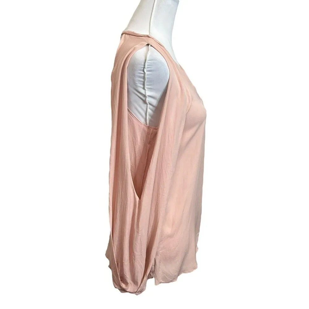 KOBI HALPERIN Caroline V neck Split Sleeve Cold shoulder Blouse In Rosewater XS Pink - Image 2