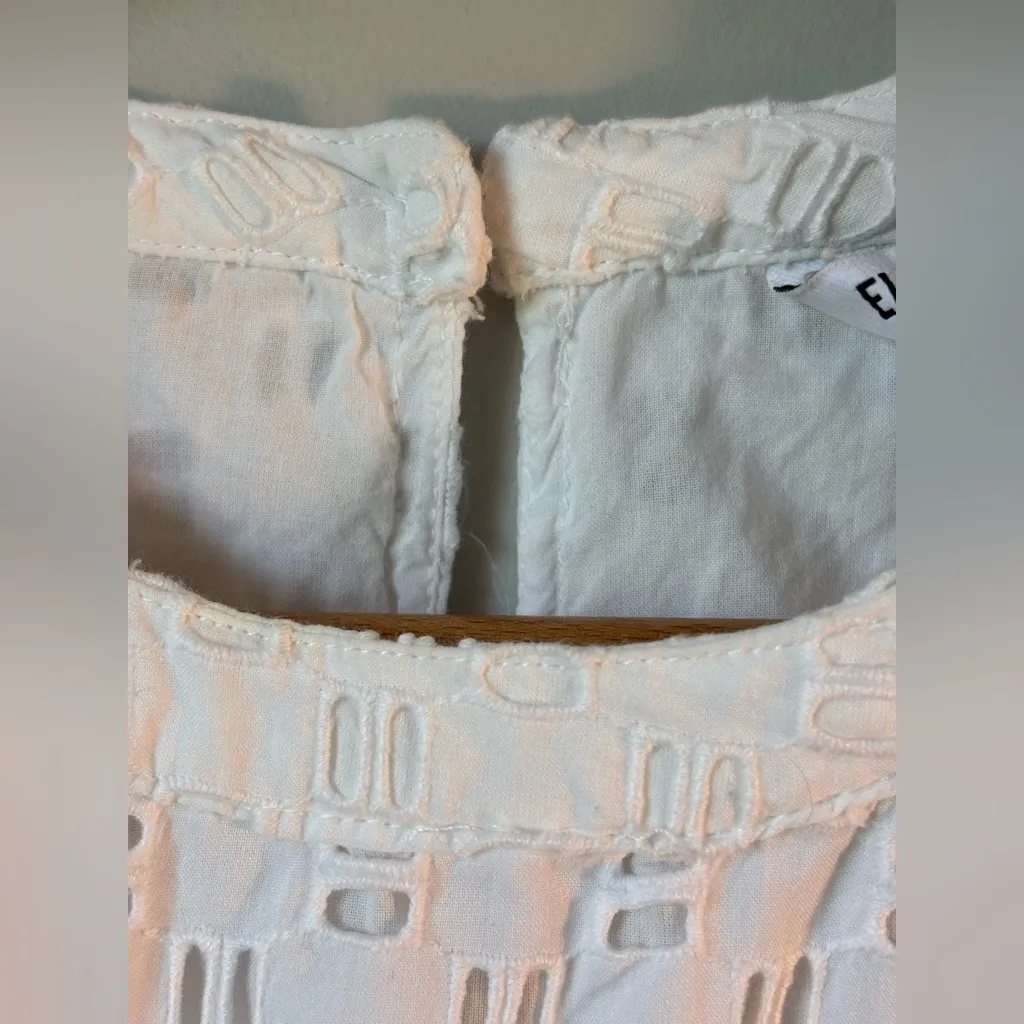 Elizabeth amd James White Eyelet Puff Sleeves Top Coquette Boho Scandi Medium - Image 12