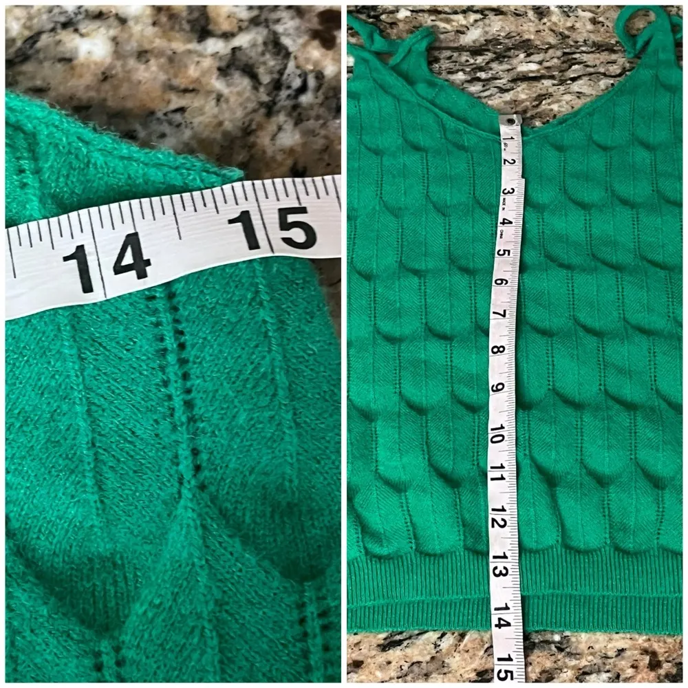 Green Knit Cami Fishermen Top Women’s Size M Cable Knit Y2K Preppy Coquette - Image 6