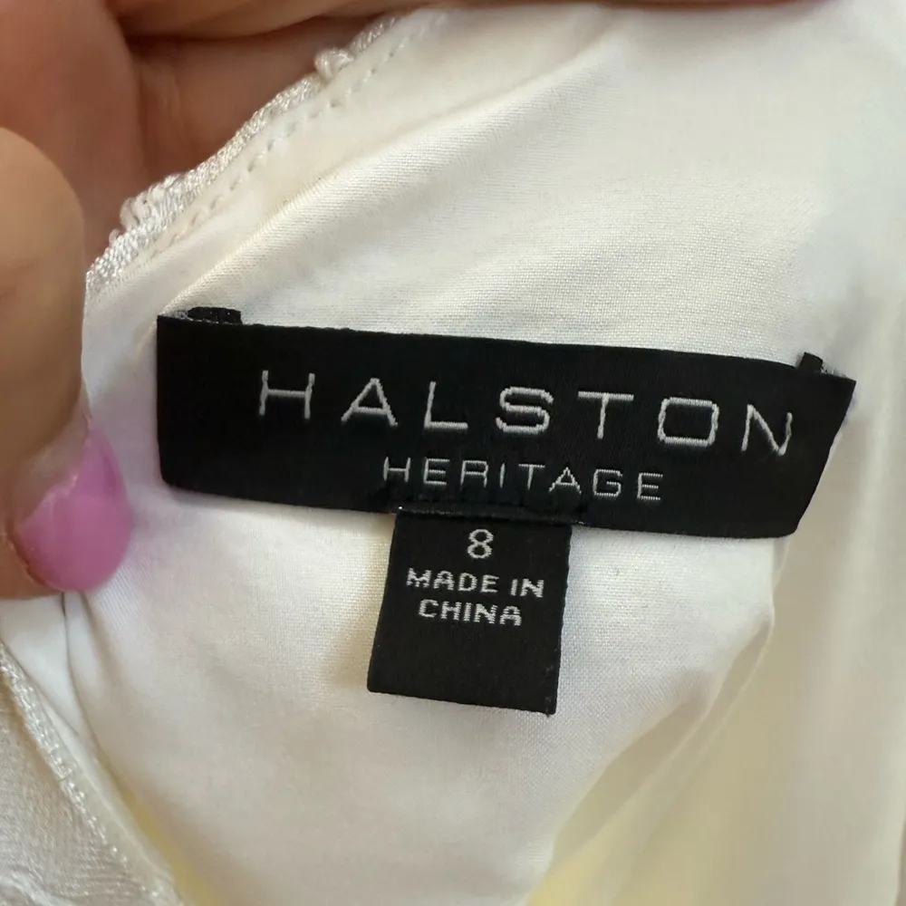 HALSTON HERITAGE Ivory Jacquard Mini Dress With Pockets Size 8 - Image 14