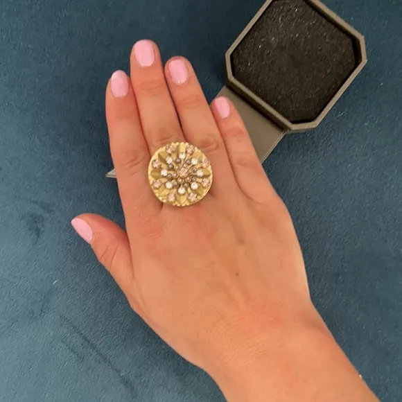 *NWT* Juicy Courure Pink & Gold CZ Pearl Vintage Cocktail Ring + Gift Box - Image 4