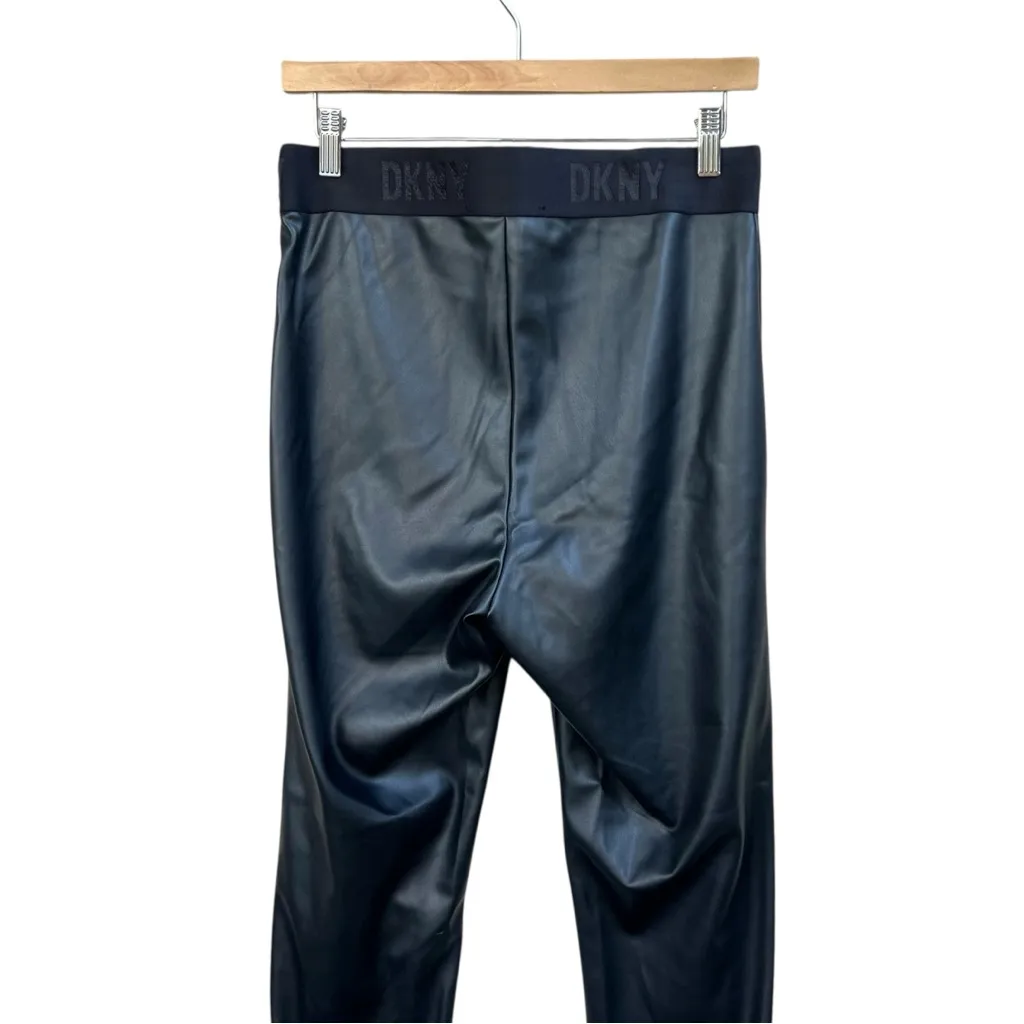 DKNY Black Faux Leather High Rise Skinny Leggings - Image 7