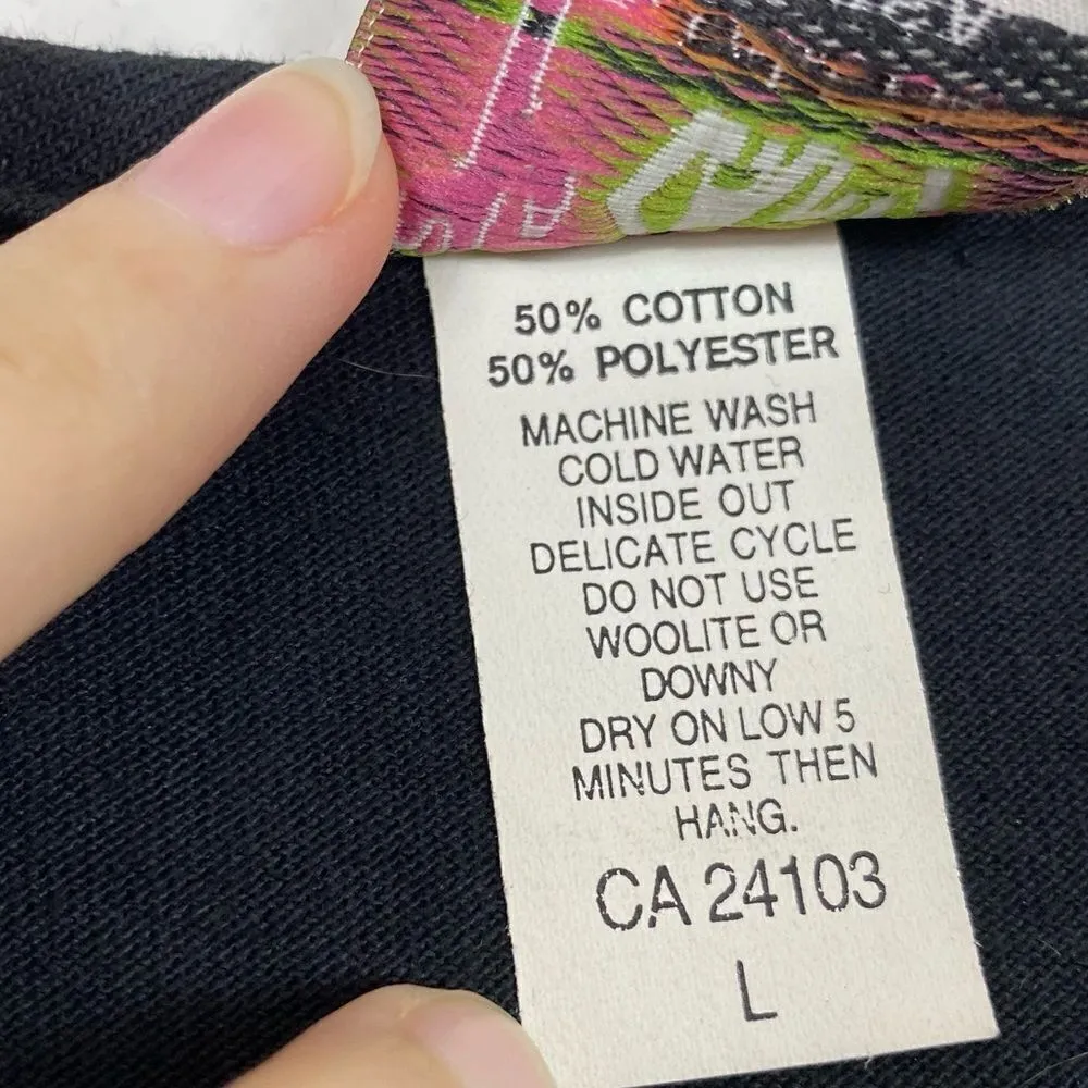 Vintage Black Art Deco Gold Leaf Studded Rhinestone Tshirt Black Size L - Image 5