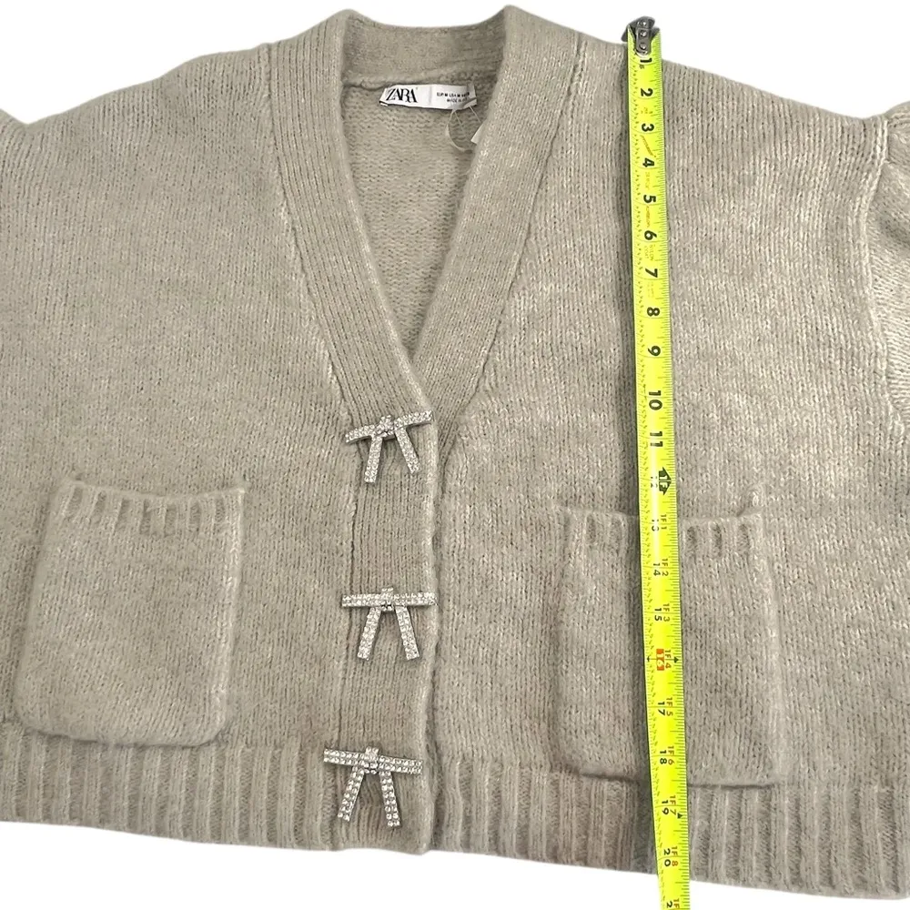 Zara alpaca wool blend cropped rhinestone bows cardigan sweater and tank set - Image 13