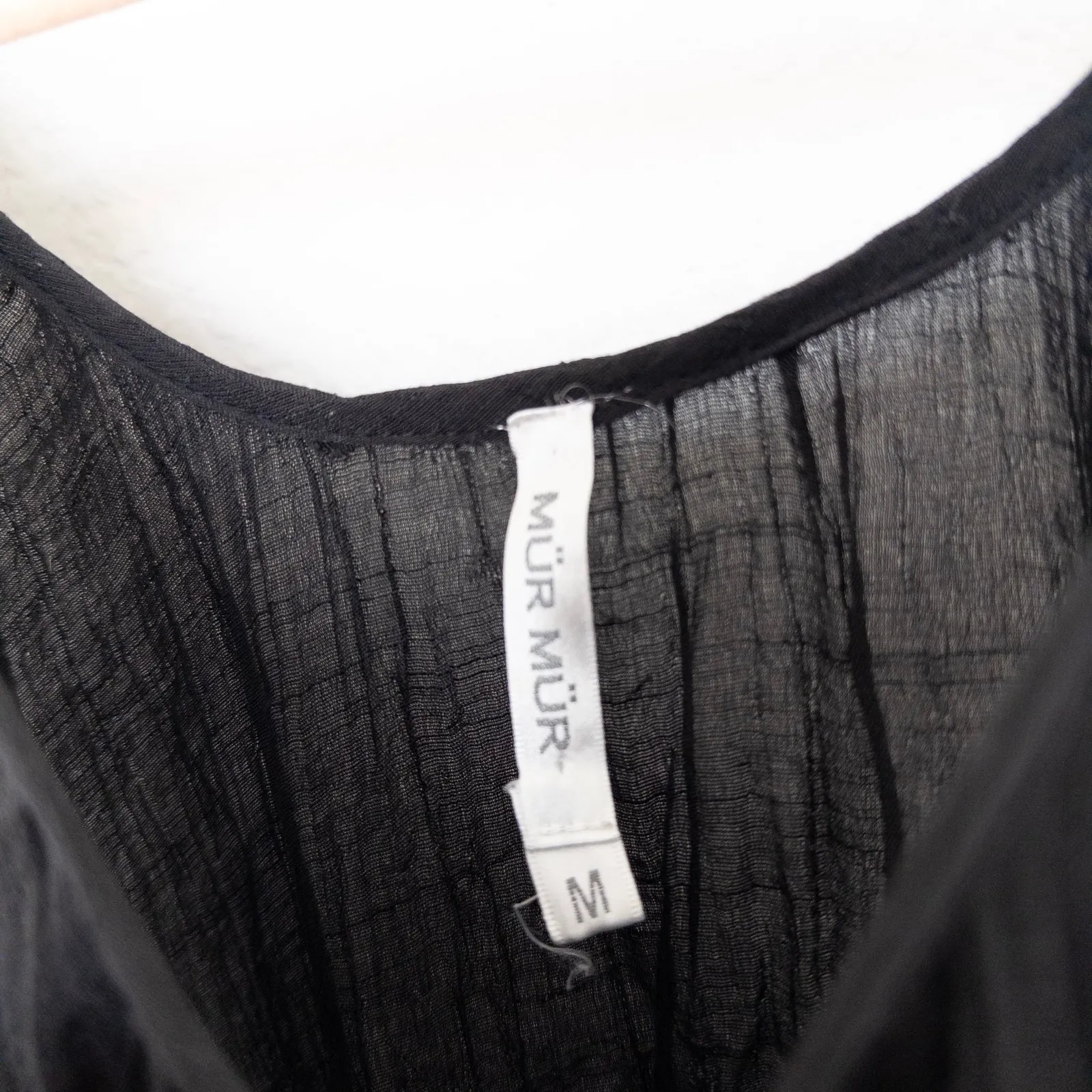 Mur Mur Womens Top Size M Black Crochet Lace Hem Boho Goth Fairy Grunge‎ Coastal Size M - Image 5