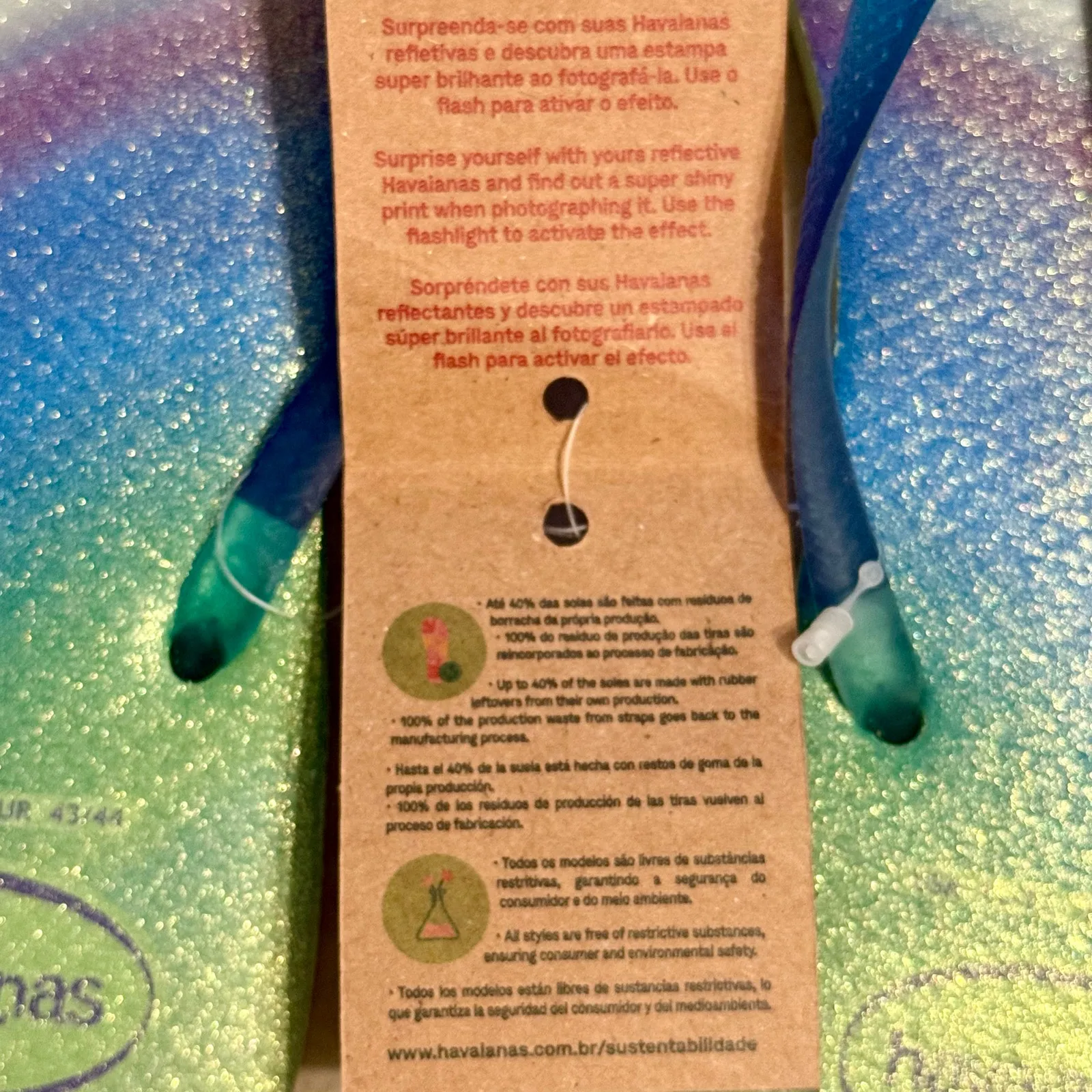 NEW Havaianas 11 12 41 42 Slim Metallic Rainbow Flip Flops Sandal Rubber Thong - Image 11