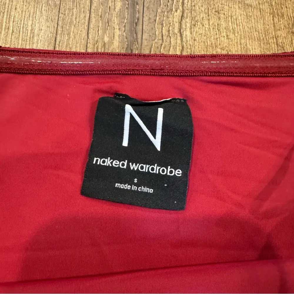 NWOT Naked Wardrobe Burgundy Red Velvet Strapless tube top Bodysuit - Image 2