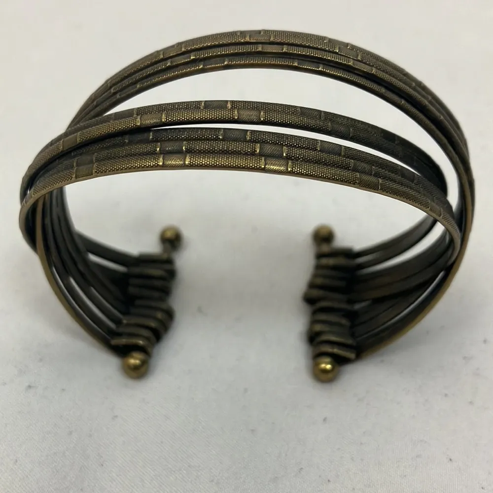Antique Brass Cuff Bracelet Brown - Image 2