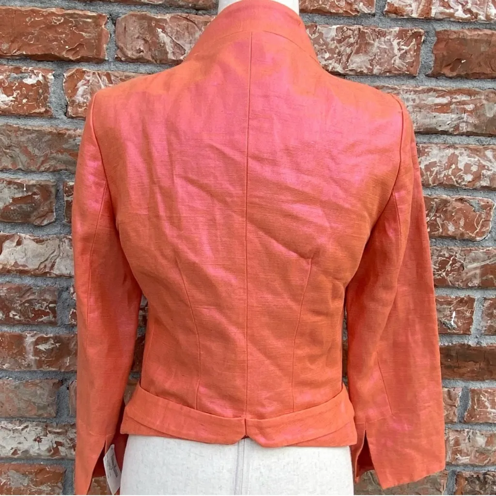 Tracy Reese (Neiman Marcus) NWT orange linen blend coat with pink sheen / 8 - Image 6