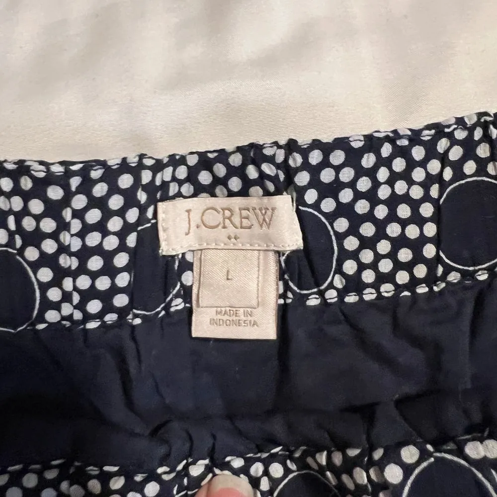 J.Crew Navy‎ Blue & White Polka Dot Mini Skirt Summer Casual Skirt-SZ L - Image 7