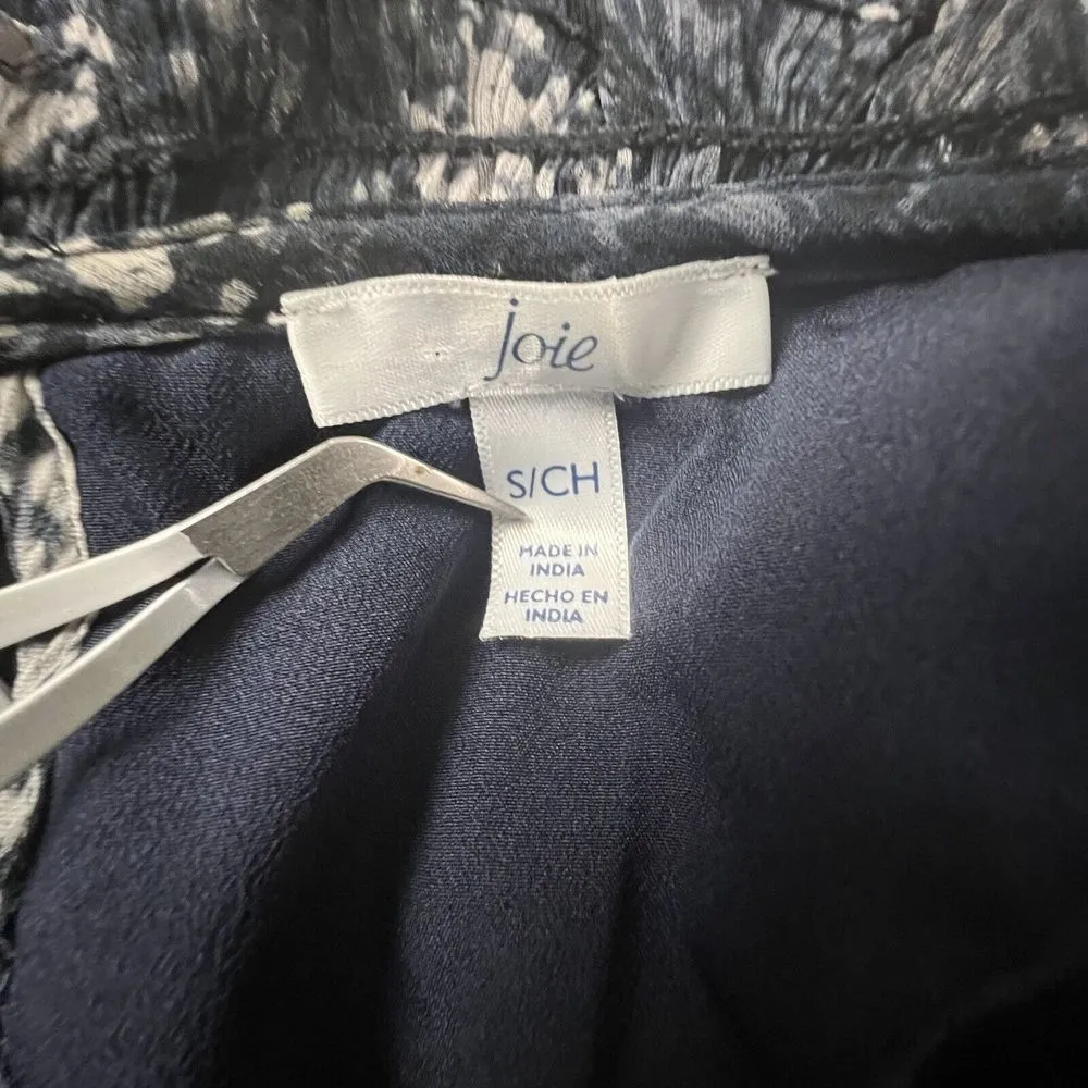 Joie Navy Baltic‎ Print Mini Shift Dress Small Flowy Keyhole Back - Image 8