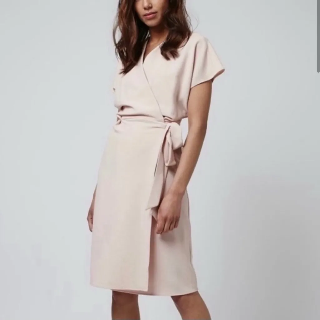 Topshop US 8 Cream Wrap Dress‎ Short Sleeve Tie Waist Casual Party - Image 2