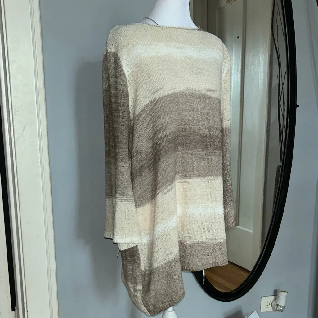 Dana Buchman Beige and Brown Knit Top - Image 2