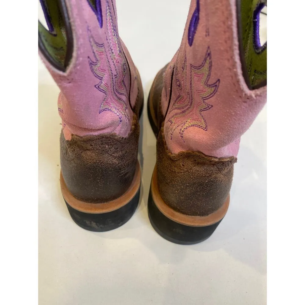 Ariat Fatbaby Pink Brown Cowgirl Boots Leather Sz 7.5B Western Pull-On Casual - Image 7