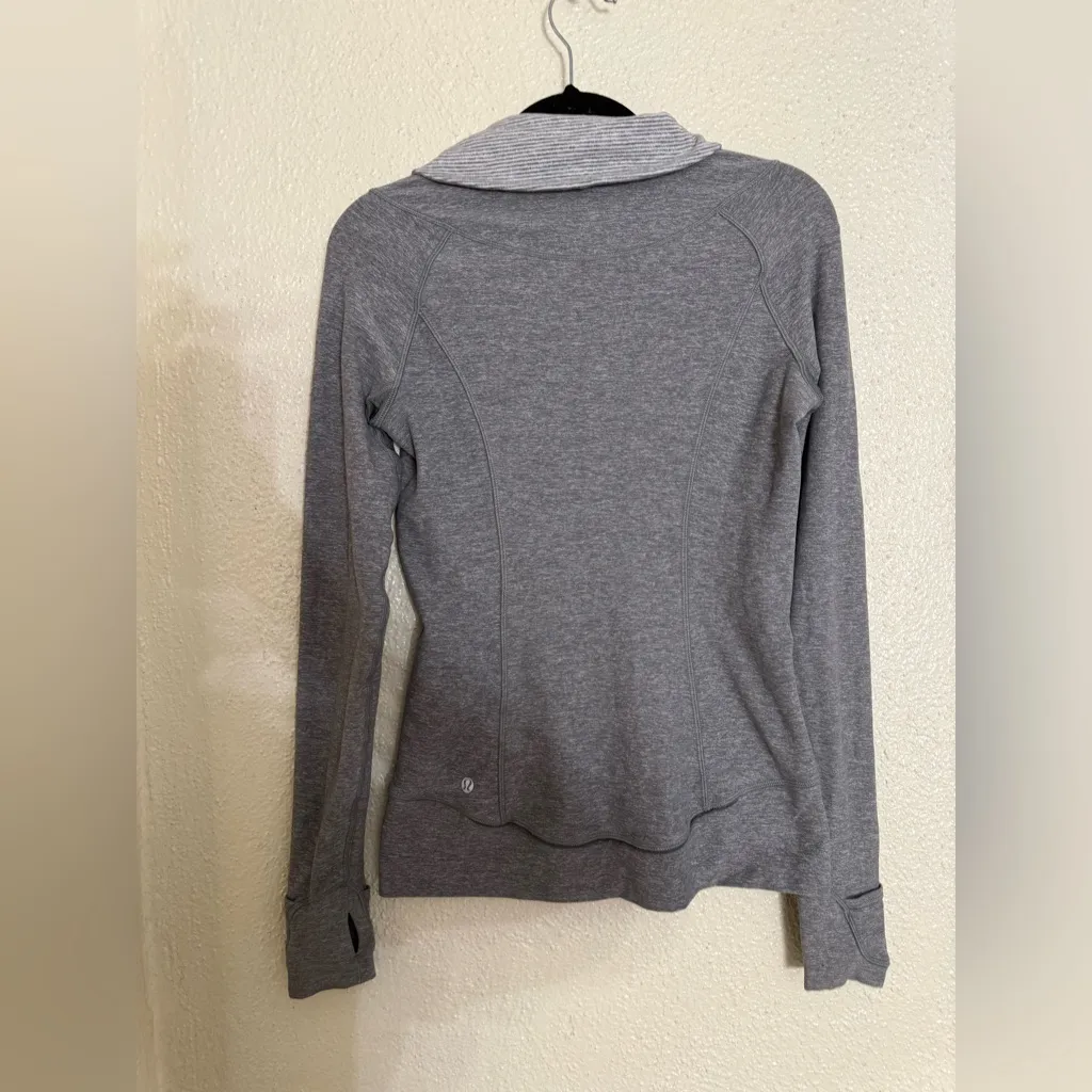 Lululemon Think Fast Pullover Slate Tonka Stripe Heathered Slate White size 4 - Image 6