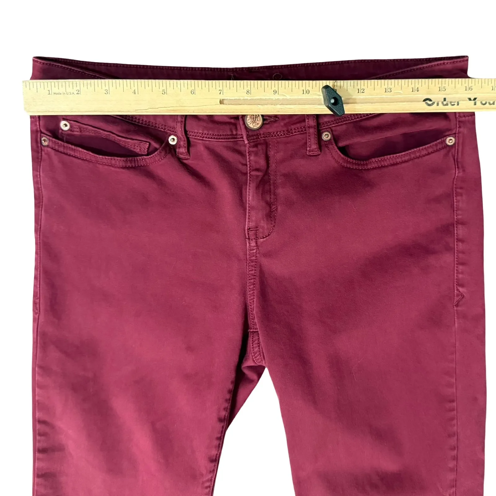 American Rag Maroon Red Burgundy Sateen 5-Pocket Skinny Pants Jeans size 11 - Image 9