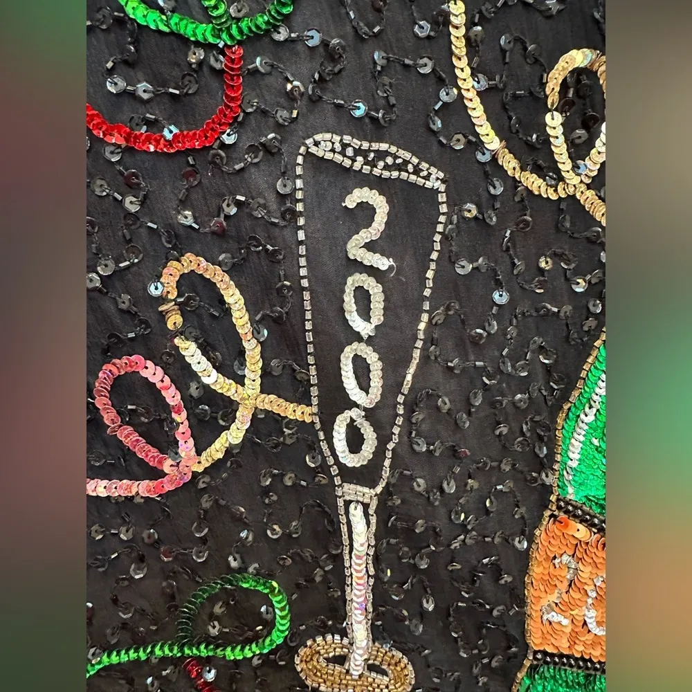 Vintage Laurence Kazar Silk Beaded Blouse Y2K 2000s Millennium New Years Size 1X - Image 4