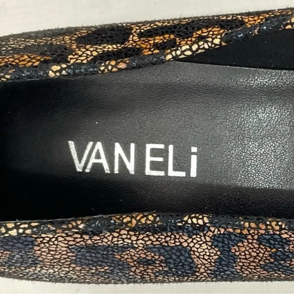 VANELI Leopard Print Leather Flats Frankie Sz 9.5 Slip On Shoes Animal Print Black - Image 2