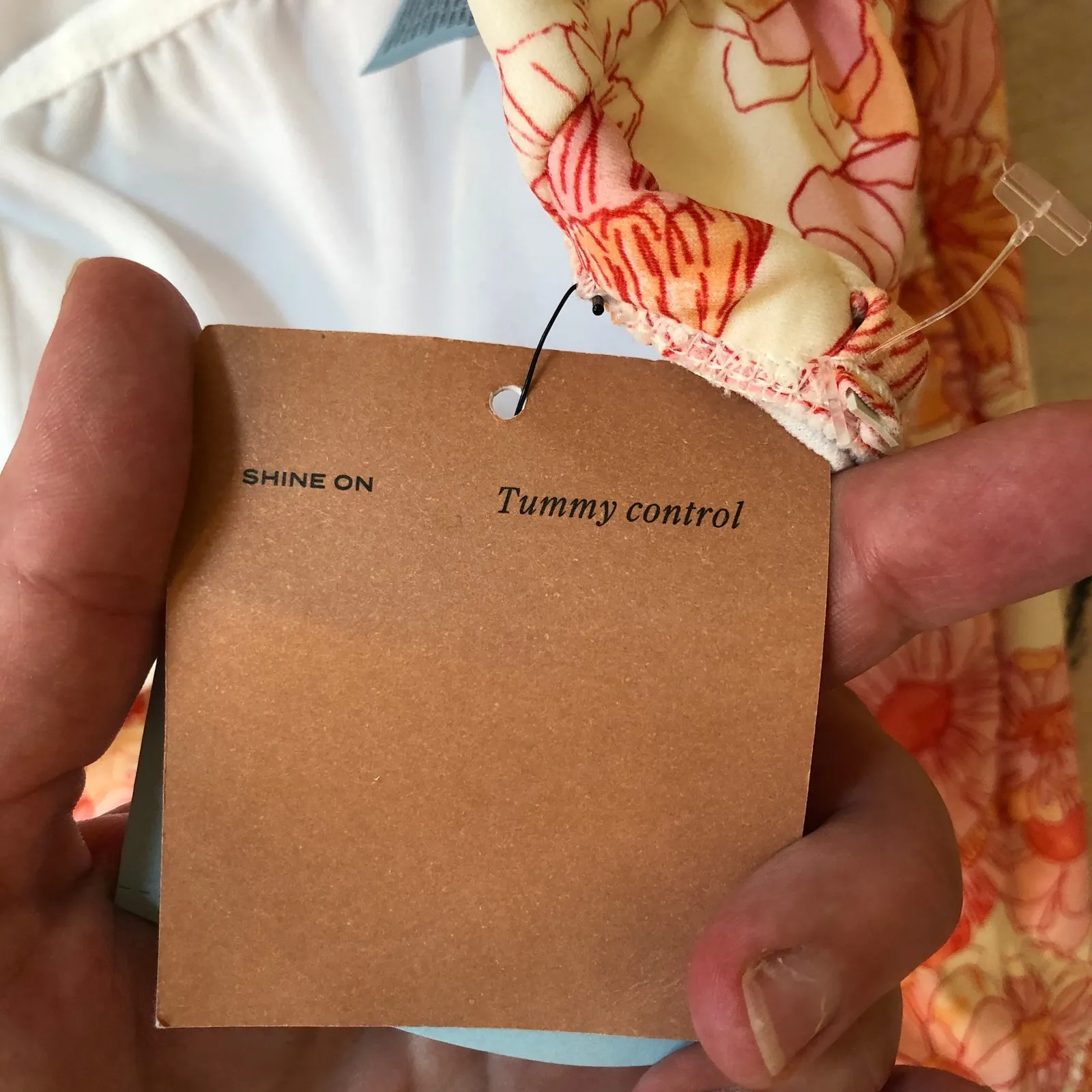 Shade & Shore NWT Women's Peach Floral Shirred Bandeau Swimsuit L (12/14) - Image 8