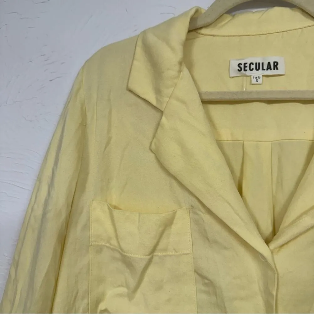 Revolve Secular Yellow Casual Button Down Collared Blouse Womens S  Casual Beachy - Image 4