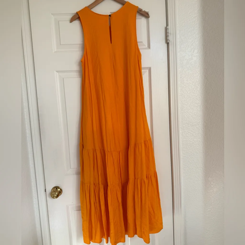 Anthropologie Maeve Marlene Tiered Maxi Dress Orange Tangerine Size M Medium - Image 7
