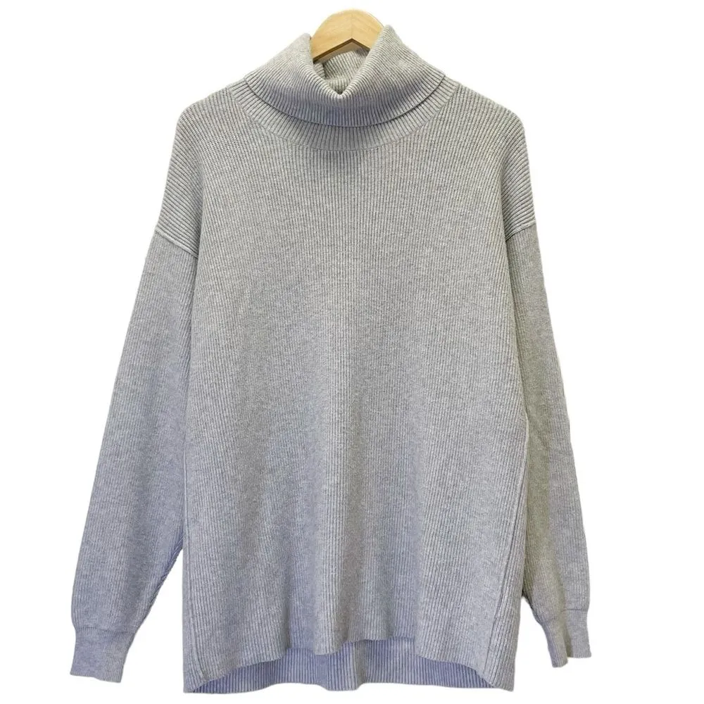 Free People Softly Structured Knit Turtleneck Oversized Gray Sweater Size XS - Image 2