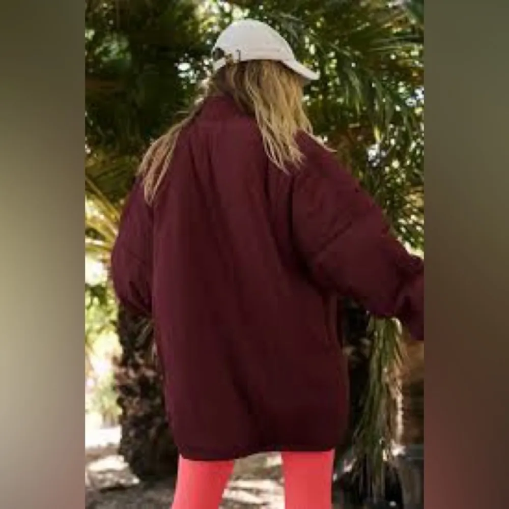 Free People Midnight Moon Solid Bomber Jacket NWOT Red Size XS - Image 2