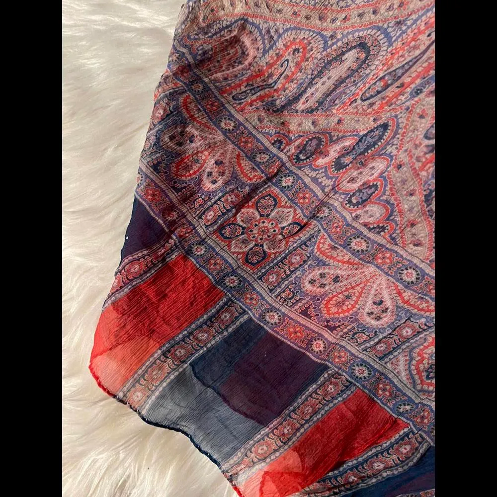 Boho Chic Paisley Print Scarf Red - Image 4