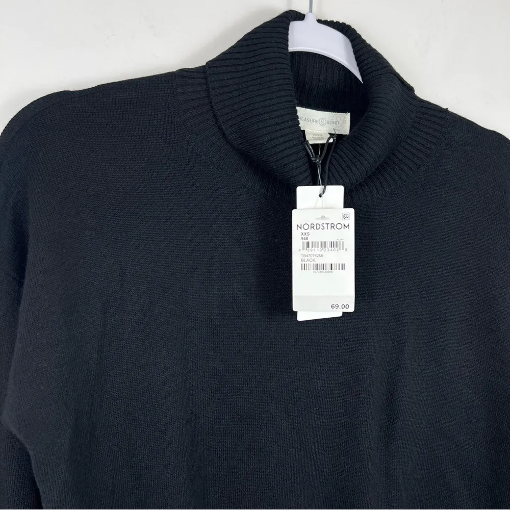 TREASURE & BOND Turtleneck Dropped Shoulder Sweater in Black Size XXS NWT - Image 7