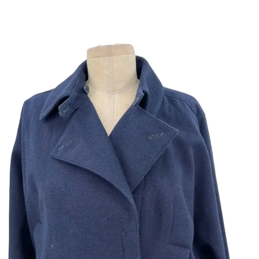 MM6 Maison Martin Margiela Navy Blue Cotton Wool Blend Jacket‎ Size 42 US 6 - Image 2