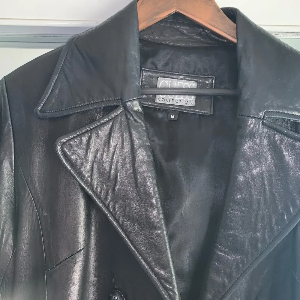 Jacket Black Lamb Skin Leather Button Coat - Image 9