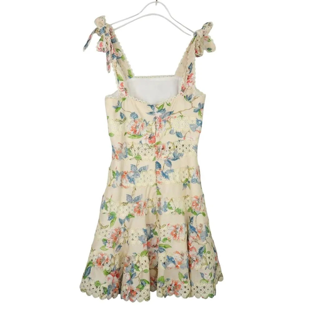 Goodnight Macaroon Dolly Cream Floral Broderie Anglaise Mini Dress Medium - Image 3